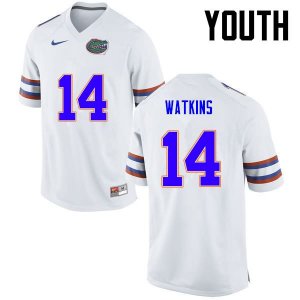 Youth Florida Gators #14 Jaylen Watkins NCAA Nike White Authentic Stitched College Football Jersey EKP6562IM